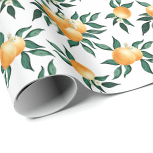 Orange Botanical Summer Citrus Amalfi Coast Wrapping Paper