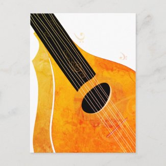 Orange Bouzouki Art Musical Instrument 