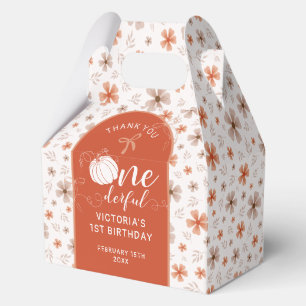 ORANGE BOW & ARCH FALL PUMPKIN FLOWERS BIRTHDAY FAVOUR BOX