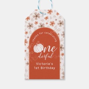 ORANGE BOW & ARCH FALL PUMPKIN FLOWERS BIRTHDAY GIFT TAGS