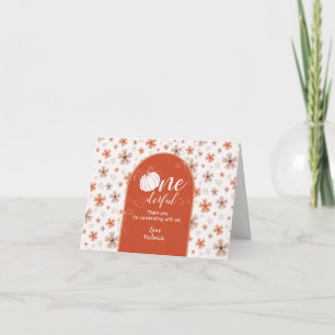 ORANGE BOW & ARCH FALL PUMPKIN FLOWERS BIRTHDAY THANK YOU CARD