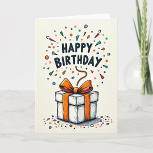 Orange Bow Birthday Card
