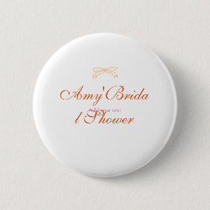Orange bow bridal shower bold retro hand drawn nam 6 cm round badge
