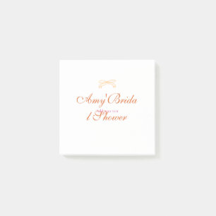 Orange bow bridal shower bold retro hand drawn nam post-it notes