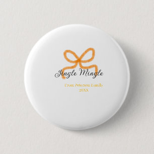 Orange bow jingle Mingle retro boho family namdate 6 Cm Round Badge