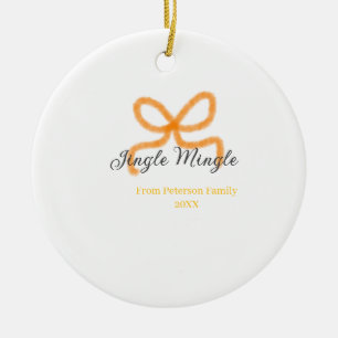 Orange bow jingle Mingle retro boho family namdate Ceramic Tree Decoration