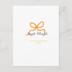 Orange bow jingle Mingle retro boho family namdate Postcard