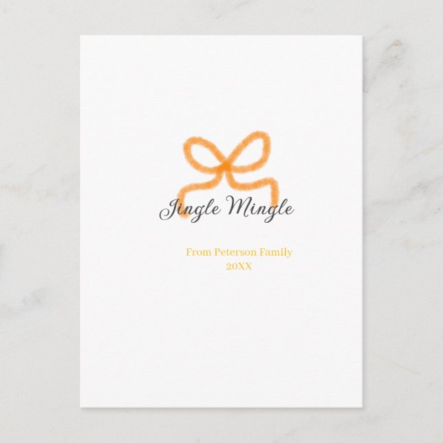 Orange bow jingle Mingle retro boho family namdate Postcard (Front)