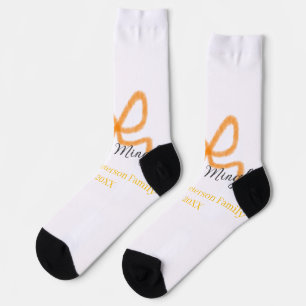 Orange bow jingle Mingle retro boho family namdate Socks
