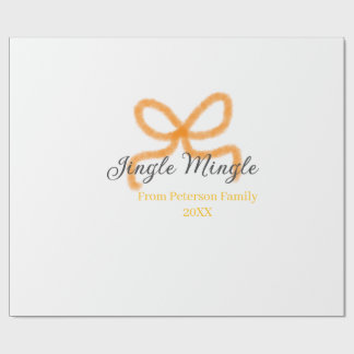 Orange bow jingle Mingle retro boho family namdate Wrapping Paper