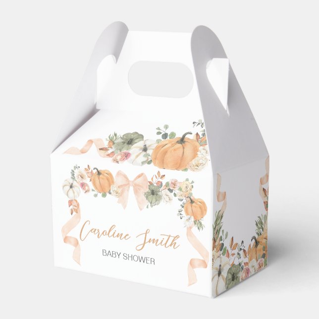 Orange Bow Pumpkin Baby Shower Favour Box (Front Side)
