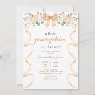 Orange Bow Pumpkin Baby Shower Invitation