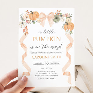 Orange Bow Pumpkin Baby Shower Invitation