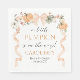 Orange Bow Pumpkin Baby Shower Napkin