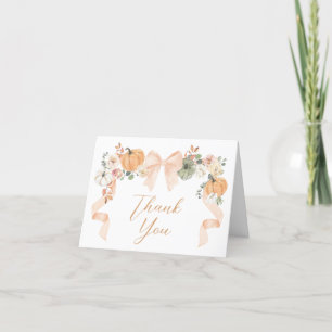 Orange Bow Pumpkin Baby Shower Thank You Card