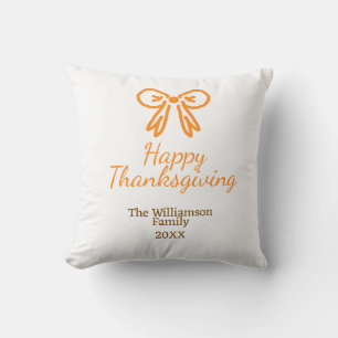 Orange bow retro happy thanksgiving add family n cushion