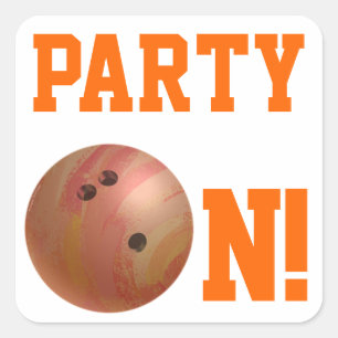 Orange Bowling Ball Party On Sticker