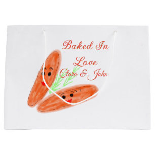 Orange bread couple emoji baked in love add name d large gift bag