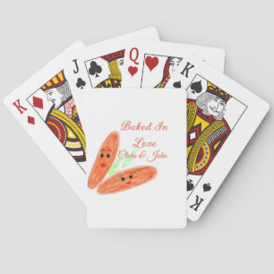 Orange bread couple emoji baked in love add name d playing cards