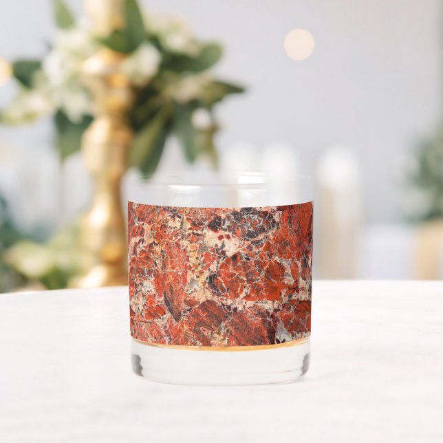 Orange Brecciated Jasper Stone Pattern Whiskey Glass (Insitu (Wedding))