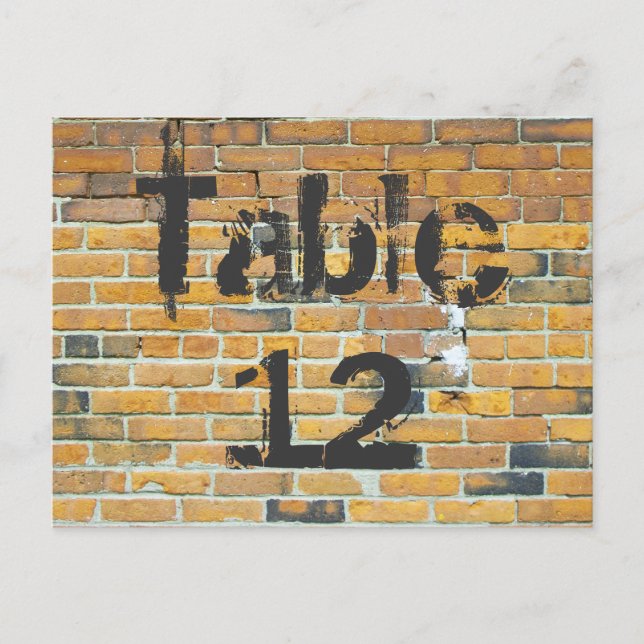 Orange Brick Graffiti Reception Table Numbers Postcard (Front)