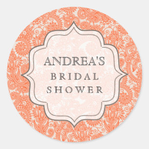 Orange Bridal Shower Dessert Table Tag Label