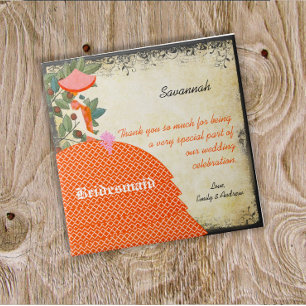 Orange Bridesmaid Thank You Tile Gown with Tree