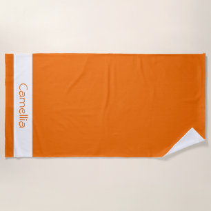 Orange Bridesmaids Names Calligraphy Chic Elegant  Beach Towel