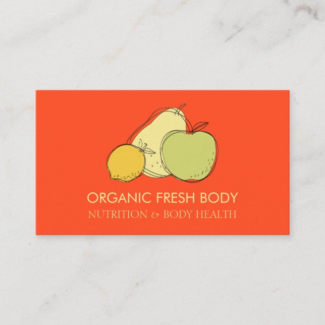 Orange Bright Food Fruit Dietician Nutritionist Business Card (Front)