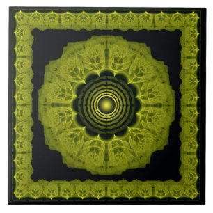 Orange bright fractal framed pattern tile