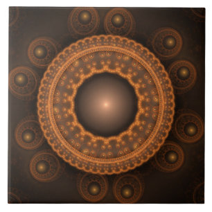 Orange bright fractal ornament tile
