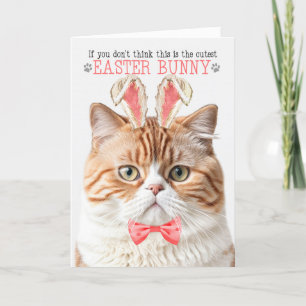 Orange British Shorthair Cat Bunny Ears for Easter Holiday Card