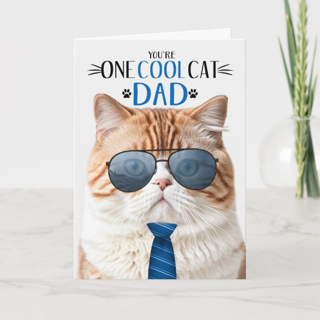 Orange British Shorthair Father's Day One Cool Cat Holiday Card (Front)