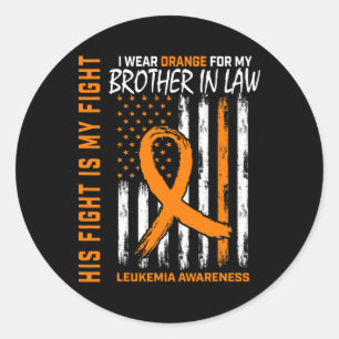 Orange Brother In Law Leukaemia Cancer Awareness F Classic Round Sticker