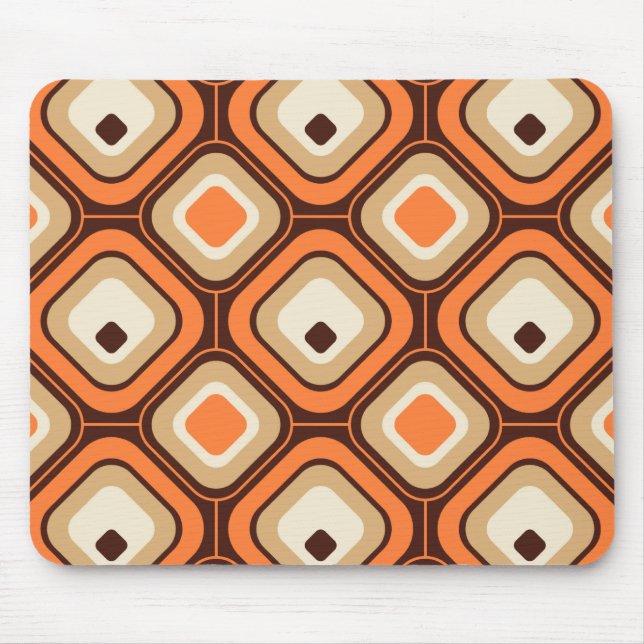 Orange, brown and beige squares mouse mat (Front)