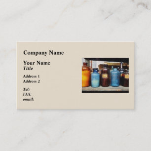 Orange, Brown and Blue Bottles of Chemicals Business Card