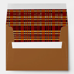 Orange Brown Autumn Fall Plaid Invitation Envelope