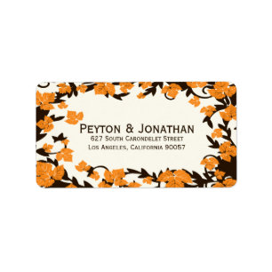 Orange Brown Autumn Leaves Address Labels