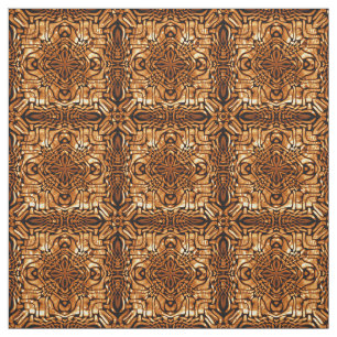 Orange Brown Bali Batik Style Paisley Pattern Fabric