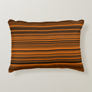Orange Brown Black Stripes Decorative Cushion