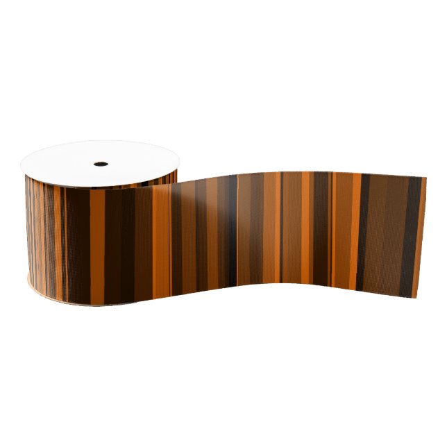 Orange Brown Black Stripes Grosgrain Ribbon (Spool)