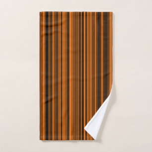Orange Brown Black Stripes Hand Towel