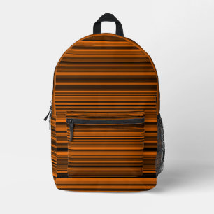 Orange Brown Black Stripes Printed Backpack