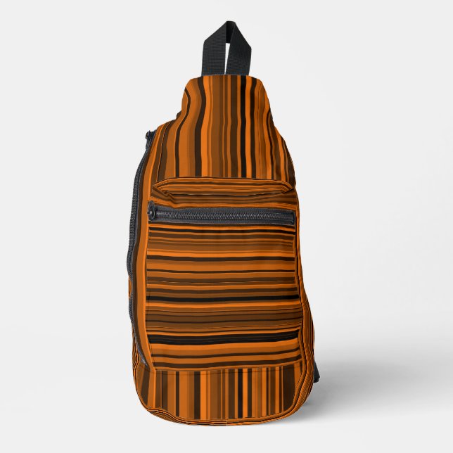 Orange Brown Black Stripes Sling Bag (Front)