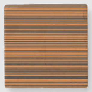 Orange Brown Black Stripes Stone Coaster