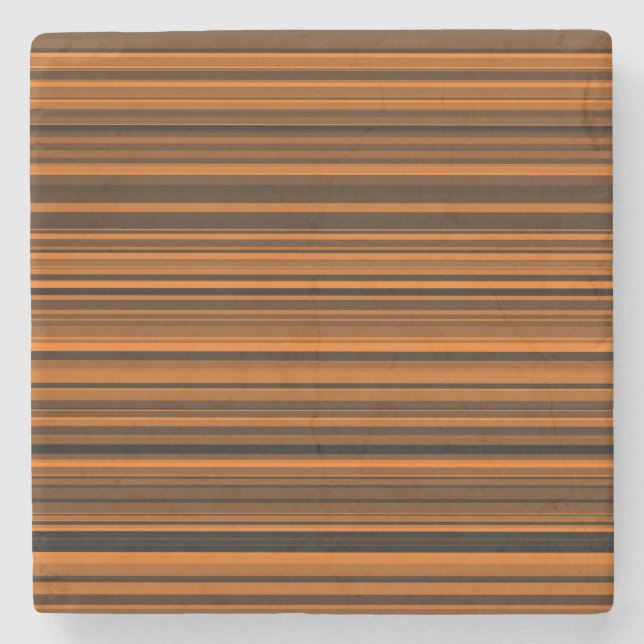 Orange Brown Black Stripes Stone Coaster (Front)