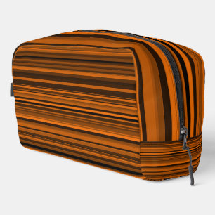 Orange Brown Black Stripes Toiletry Bag