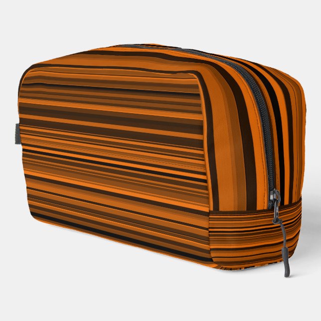 Orange Brown Black Stripes Toiletry Bag (Right Corner)