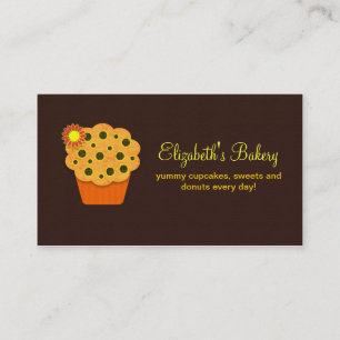 orange brown cupcakes bakery business card