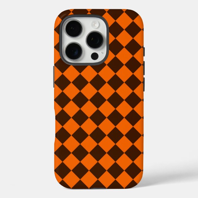 Orange Brown Diamond Chequered Pattern Case-Mate iPhone Case (Back)